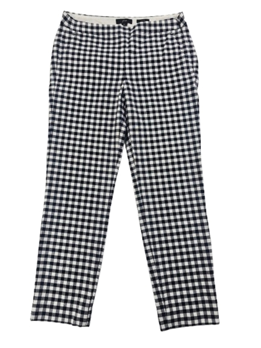 J.CREW Martie Bi Stretch Gingham Check Plaid Womens 2P Black White Pockets E9565